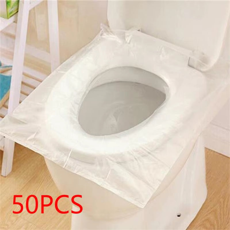 50-Pack Individually Wrapped Disposable Waterproof Toilet Seat Covers with Non-Slip Design for Travel and Protection